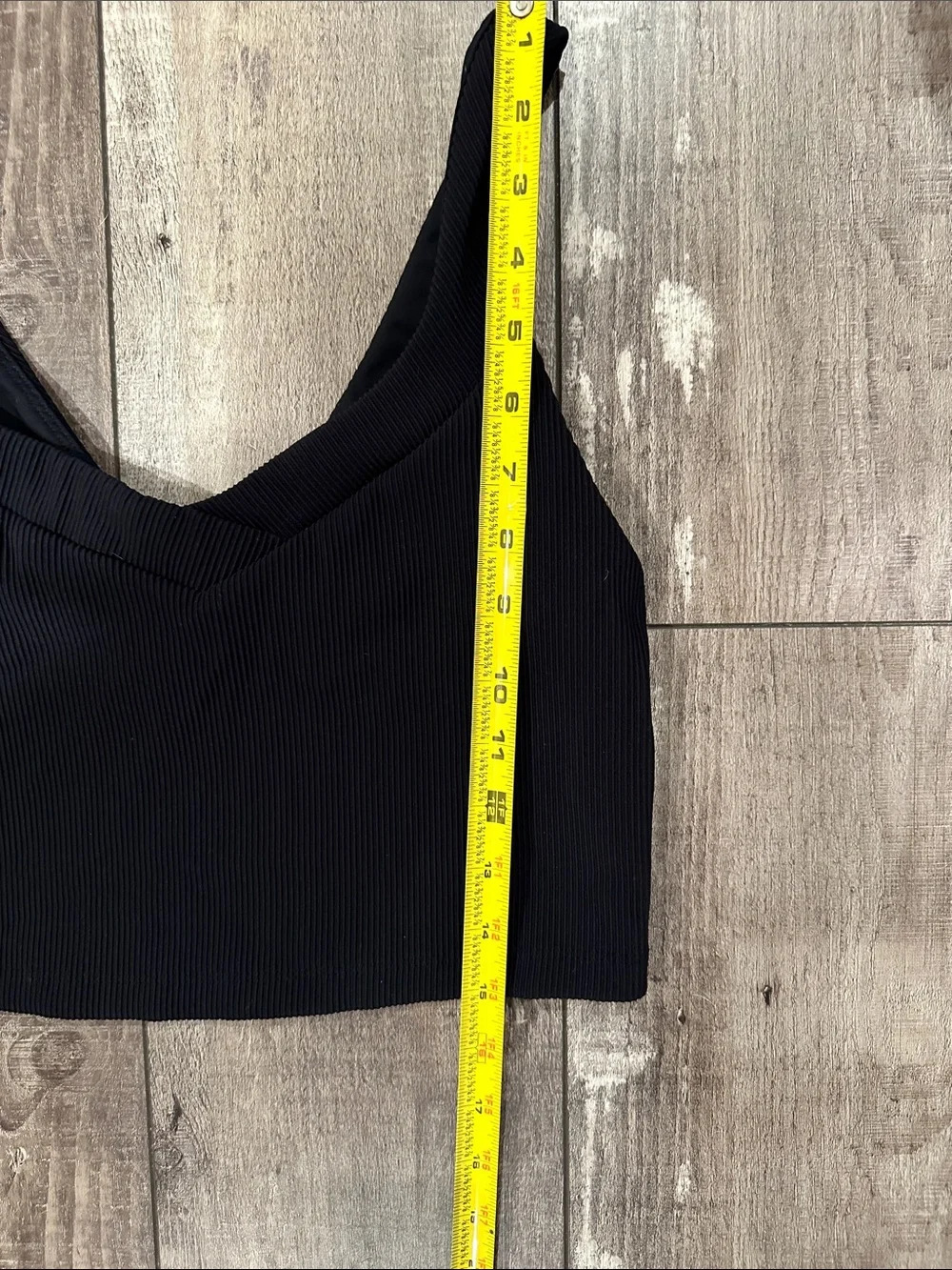 Beyond Yoga Black Ribbed V-Neck Tank with Tonal Monogram